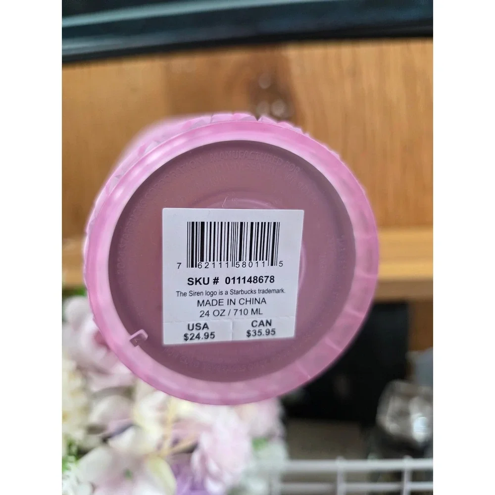 Starbucks Tumbler 24oz Pink New Cable Knit Embossed Cold Cup Venti